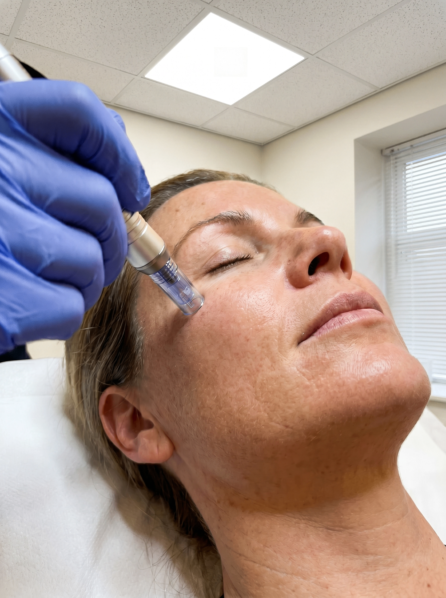 DermaPen microneedling-behandling på kinden hos Beautiful Balance
