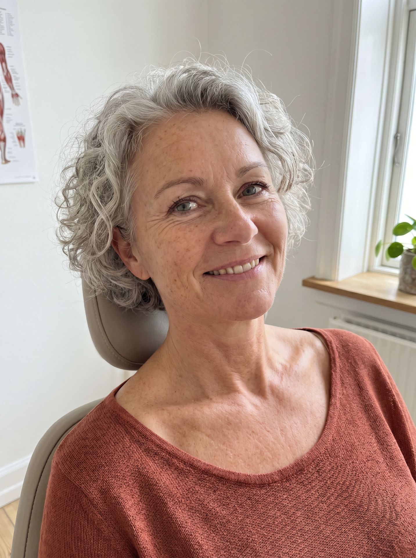 Klient efter ansigt, hals og décolleté behandling hos Beautiful Balance